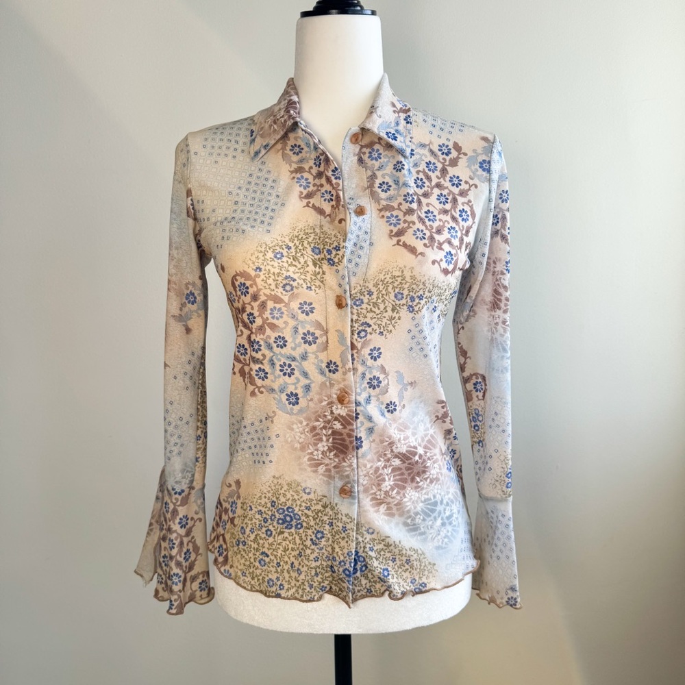 90s y2k 60s revival blouse